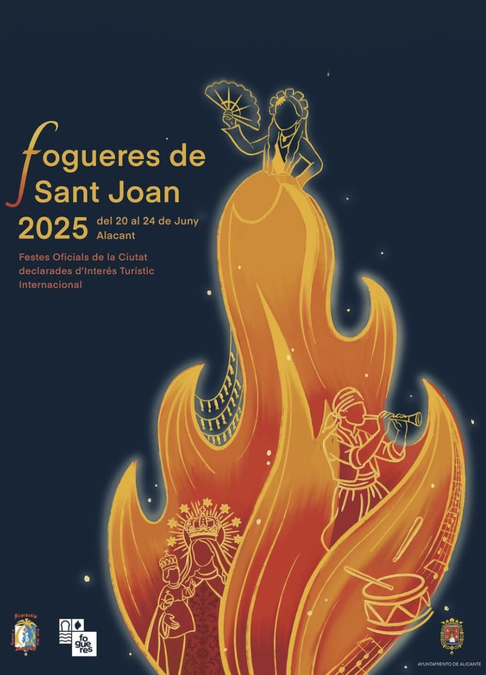 Cartel original Las Hogueras de San Juan 2025 - Fiesta oficial de la ciudad de Alicante.