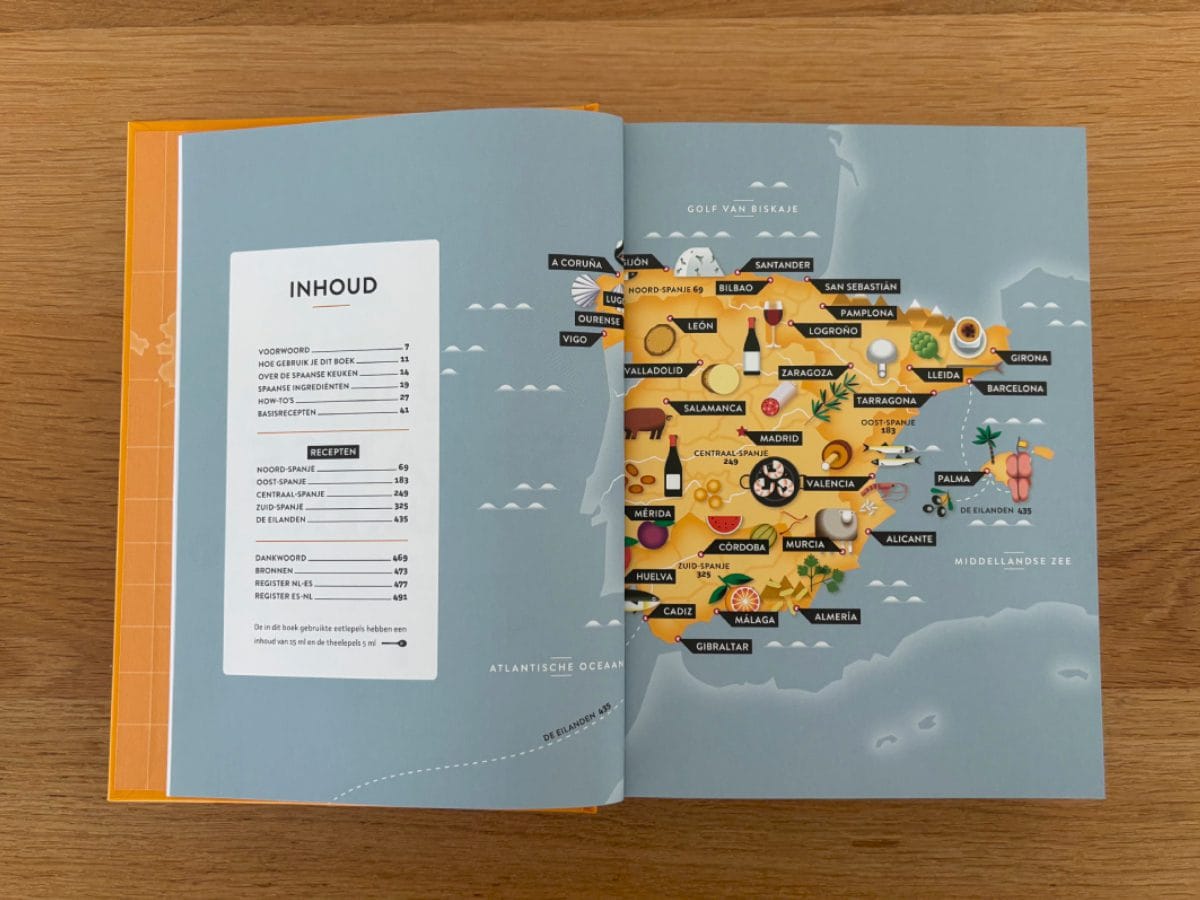 The table of contents of The Bible of Spanish Cuisine.