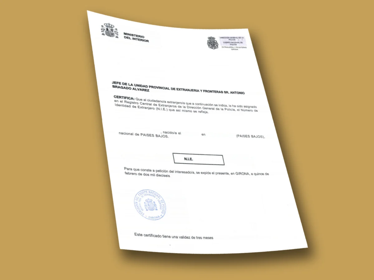 Documento Número NIE Visita el logo de Albir